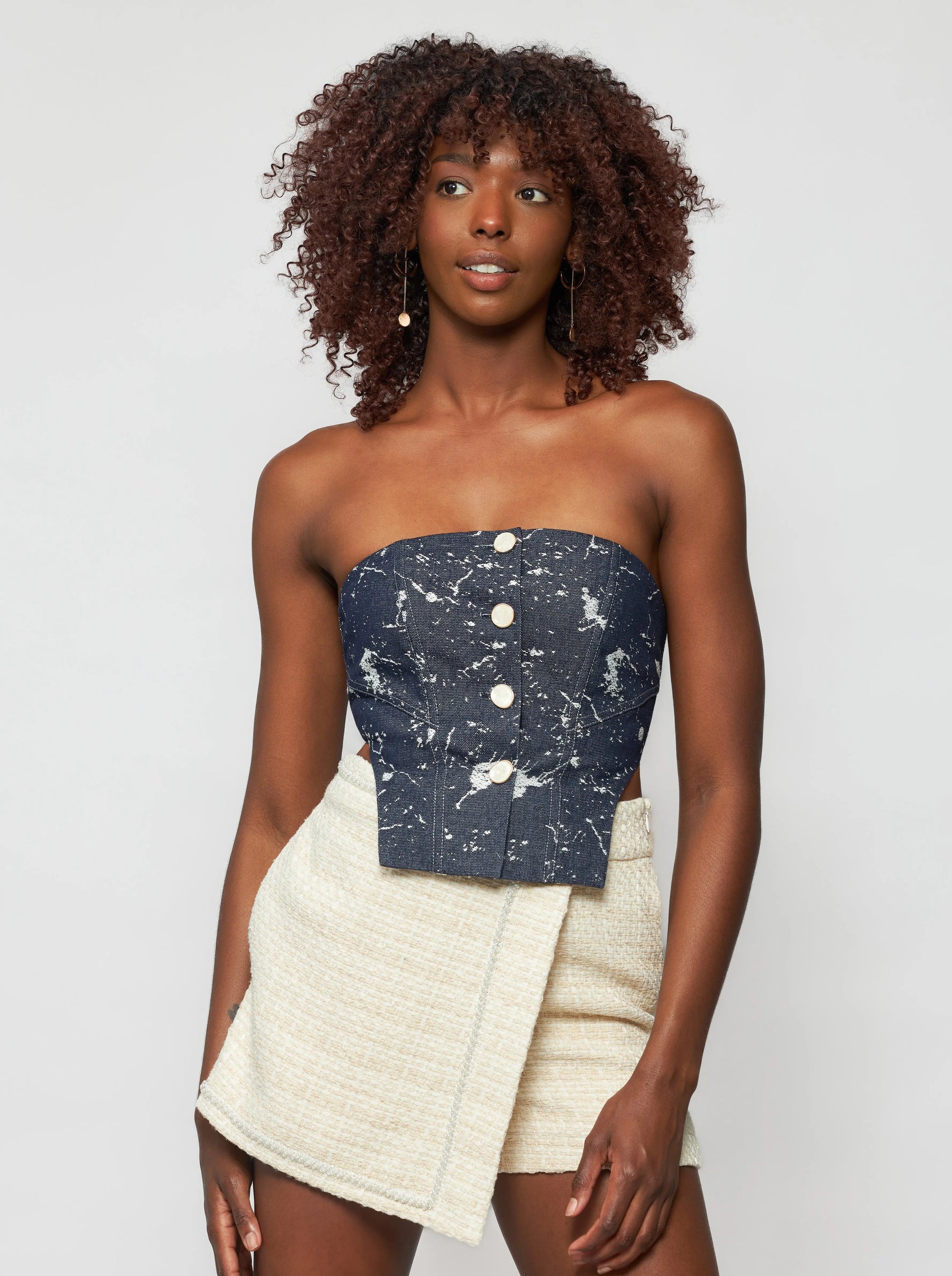 Laura Embellished Denim Bustier