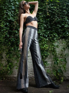 Layla Stripe Jean — High Waist Flare Denim Stripes