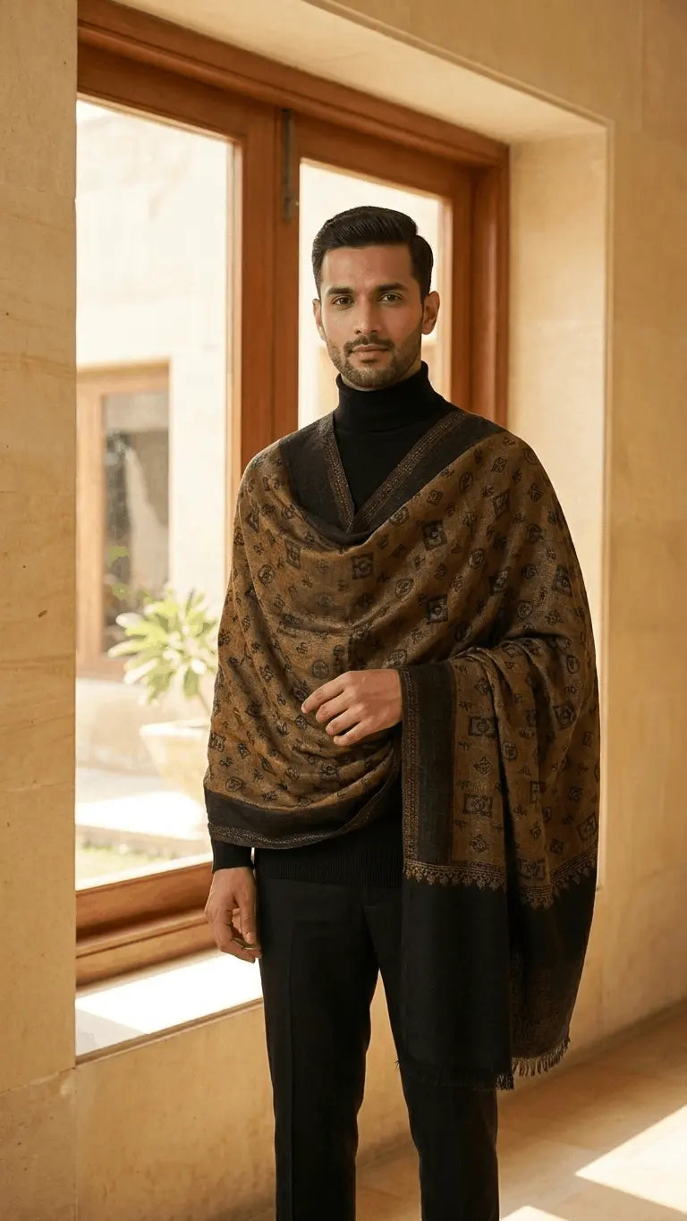 Black & Gold Pashmina Zari blend stole Gift Box with Jewellery – Luxury Wedding & Festive Hamper
