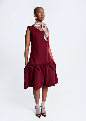 Makena Sculpted Midi Dress - Burgundy