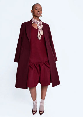 Makena Sculpted Midi Dress - Burgundy
