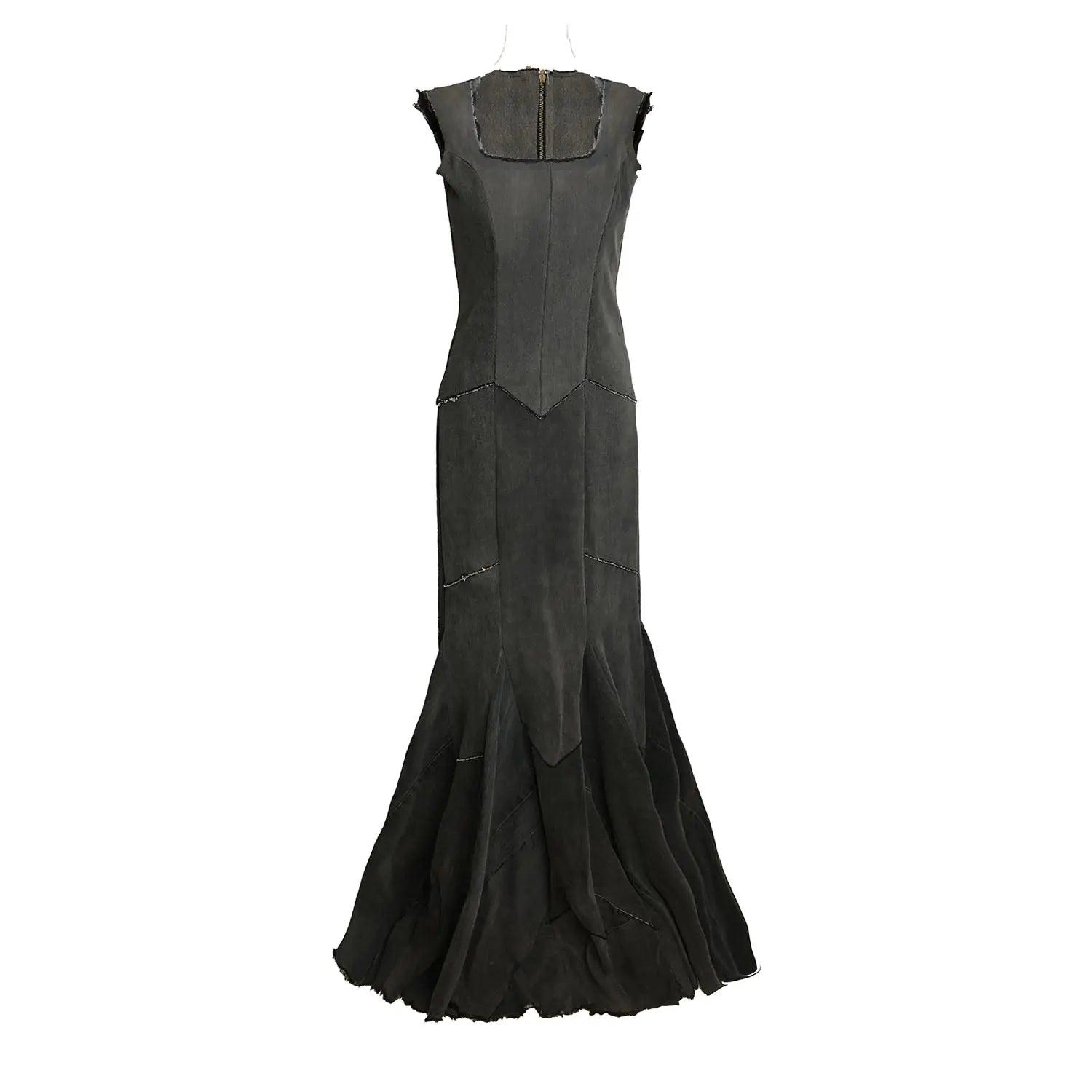 Diana Dress-Distressed Black Mermaid Gown