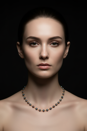 14k Gold Linked Black Pearl Necklace