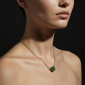 Caged Malachite Pendant Necklace