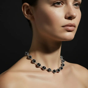 Caged Onyx Silver Necklace