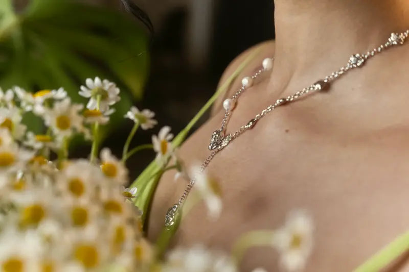 Devotion Cupid Pearl Rose Necklace
