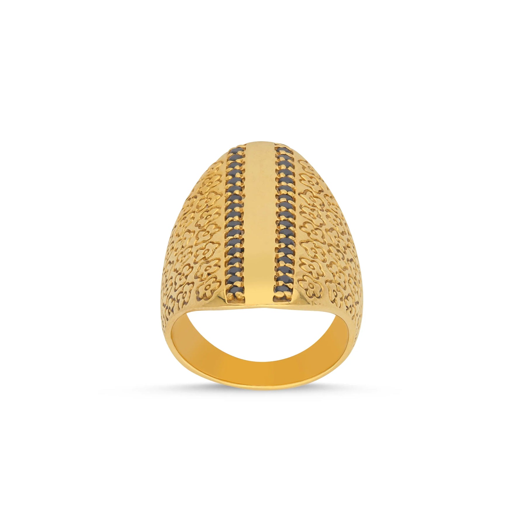 18k Gold Vermeil Eclipse Flower Onyx Ring