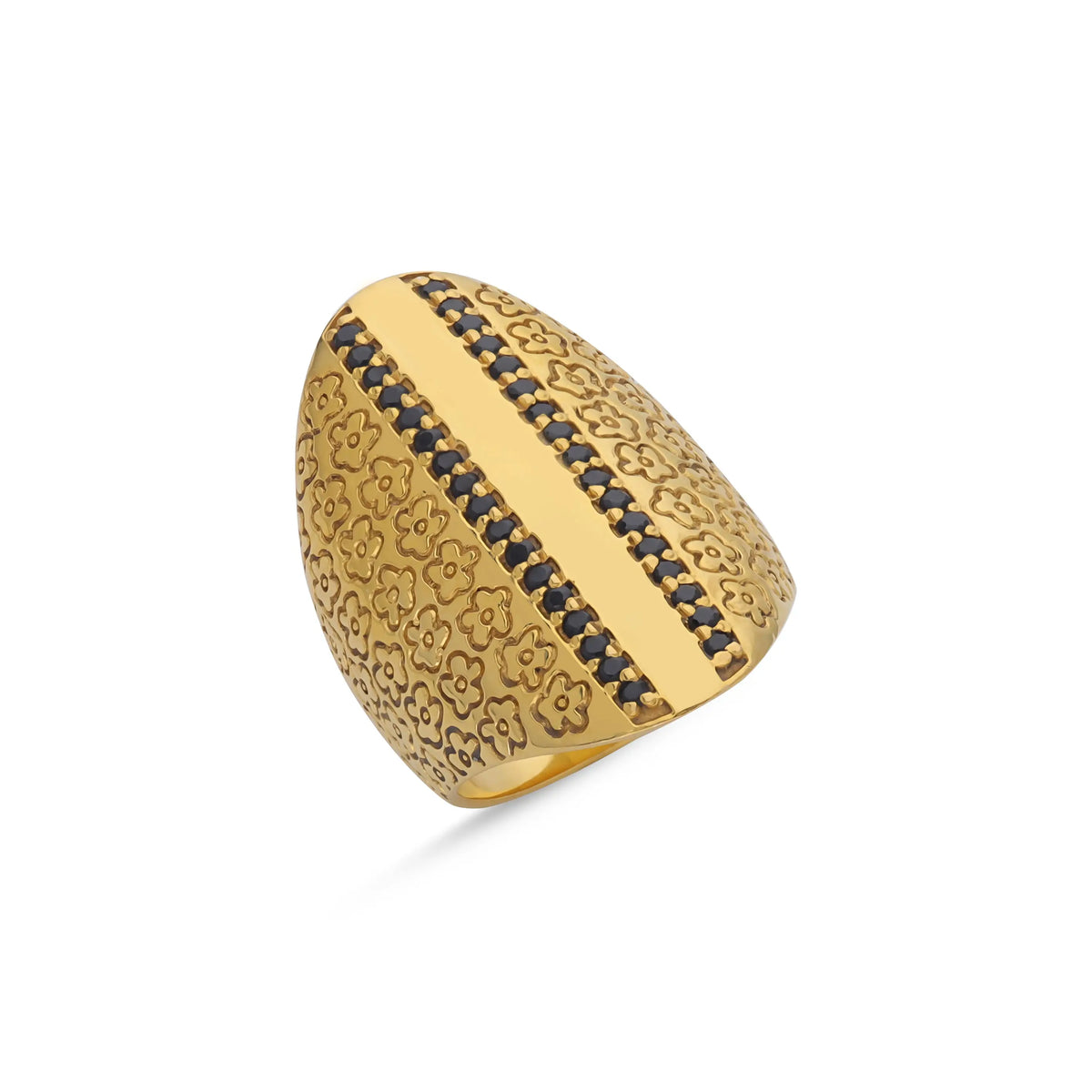 18k Gold Vermeil Eclipse Flower Onyx Ring
