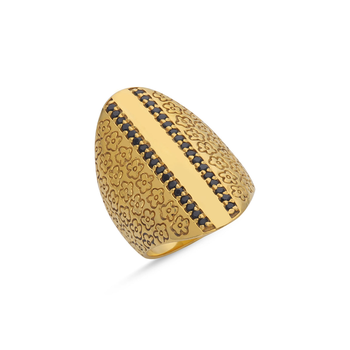 18k Gold Vermeil Eclipse Flower Onyx Ring