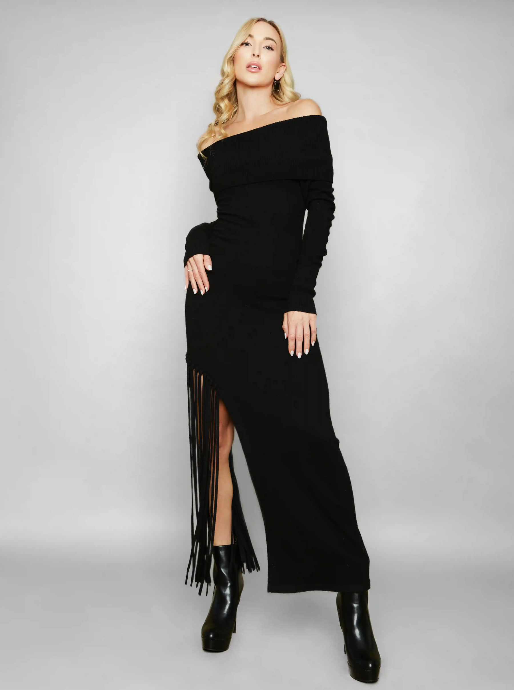 Peris Off-Shoulder Cashmere Maxi Dress