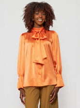 Phaius Bow Tie Silk Charmeuse Blouse