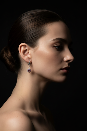 Raw Ruby Caged Earrings in Sterling Silver