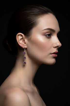 Ruby Triple Set Earrings in Sterling Silver