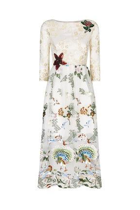 Qiaochu Embroidered Peacock Dress