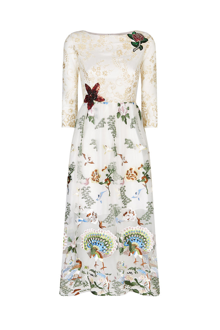 Qiaochu Embroidered Peacock Dress