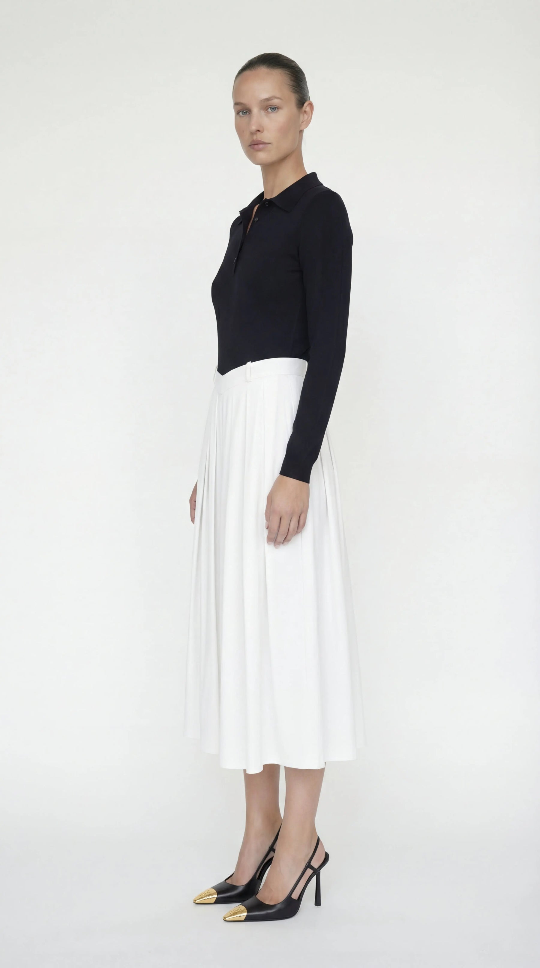 Sonia Polo Midi Dress With Pleated Skirt