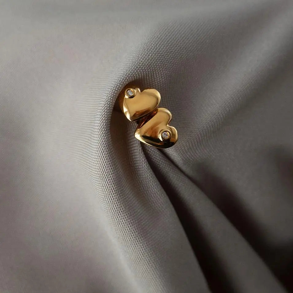 Diamond Heart Stud Earrings