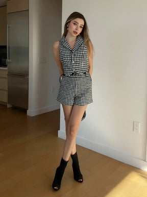 Valda Houndstooth Tweed Vest