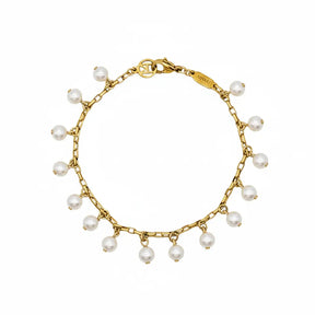 White Pearl Charm Bracelet