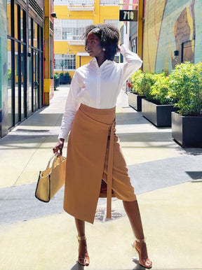 Gina Faux Wrap Crepe Skirt