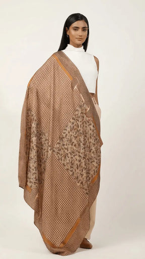 Lotus Rider Silk Scarf Heritage Gift Box with Gold-Tone Brooch