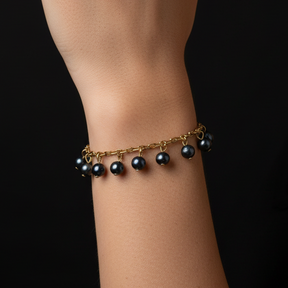 Black Pearl Charm Bracelet