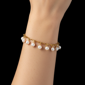 White Pearl Charm Bracelet